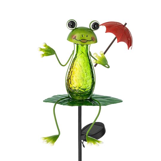 Glitzhome® 39" Solar Lighted Frog Garden Stake